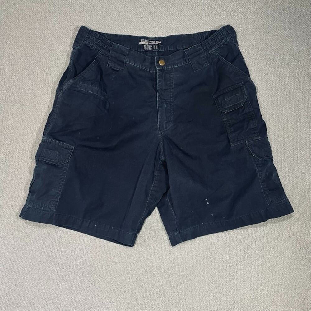 5.11 Tactical Shorts Men's 32x9 Navy Blue Nylon Cargo Pockets Zip Fly Rip Stop